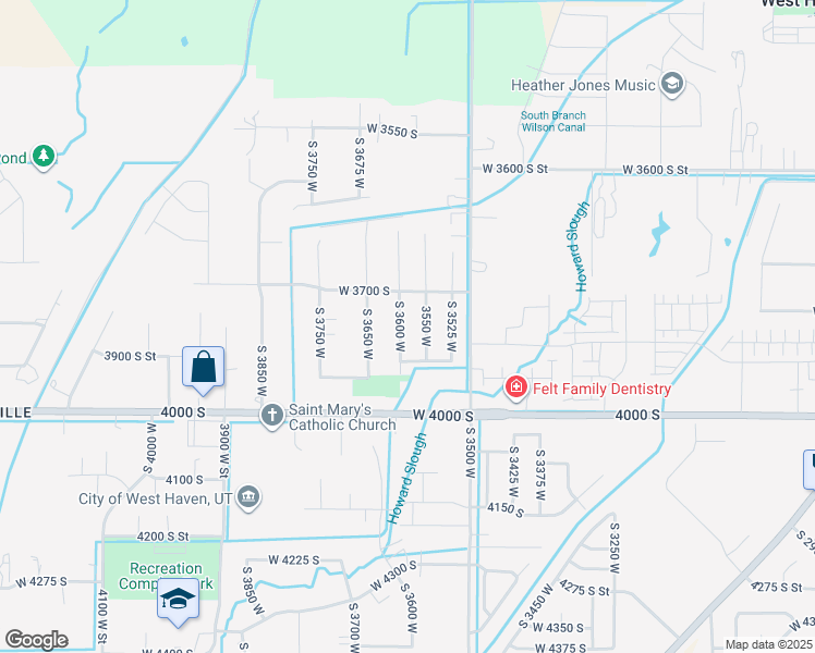 map of restaurants, bars, coffee shops, grocery stores, and more near 3802 S 3600 W in West Haven