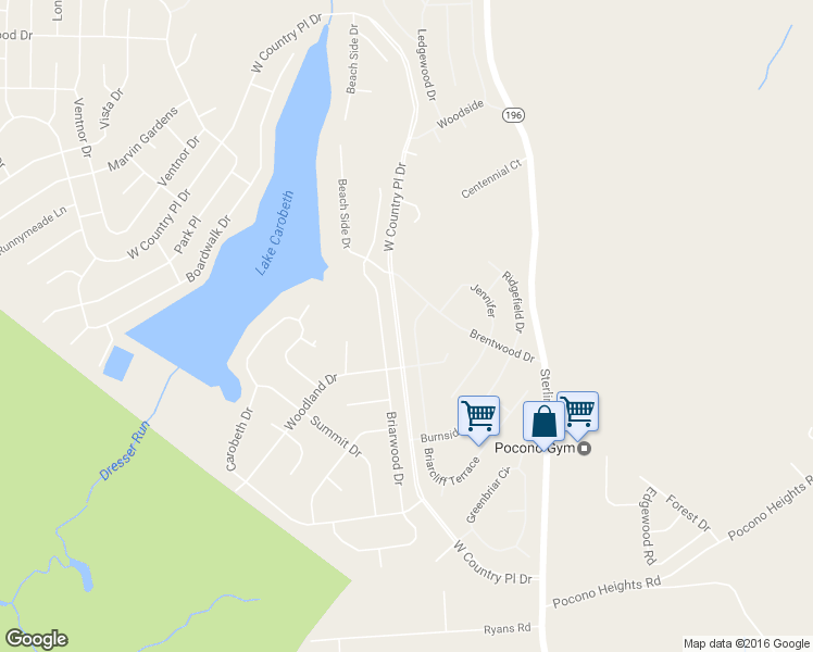 map of restaurants, bars, coffee shops, grocery stores, and more near 4589 Briarcliff Terrace in Tobyhanna