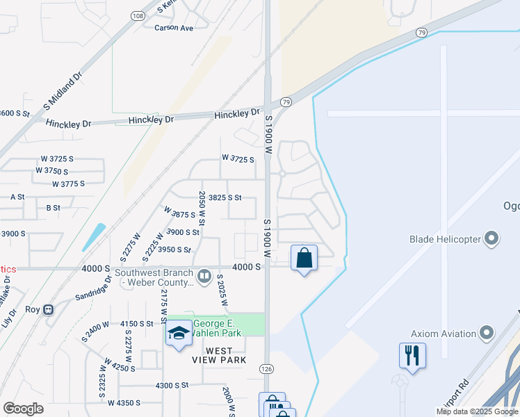map of restaurants, bars, coffee shops, grocery stores, and more near 3854 South 1925 West in Roy
