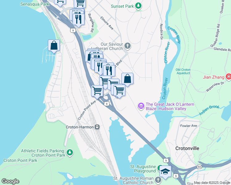 map of restaurants, bars, coffee shops, grocery stores, and more near 420 South Riverside Avenue in Croton-on-Hudson