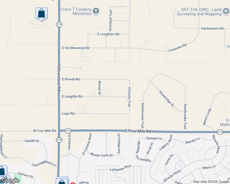 map of restaurants, bars, coffee shops, grocery stores, and more near 610 East Laughlin Road in Cheyenne