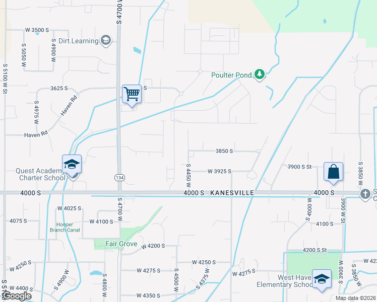 map of restaurants, bars, coffee shops, grocery stores, and more near 3879 South 4450 West in West Haven