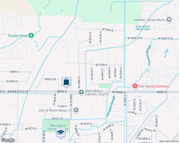 map of restaurants, bars, coffee shops, grocery stores, and more near 3791 South 3750 West in West Haven
