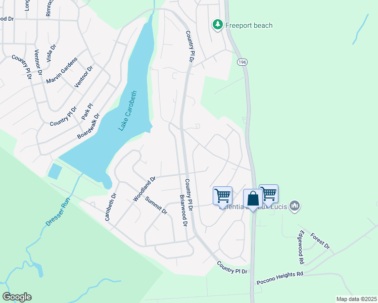map of restaurants, bars, coffee shops, grocery stores, and more near 4589 Briarcliff Terrace in Tobyhanna