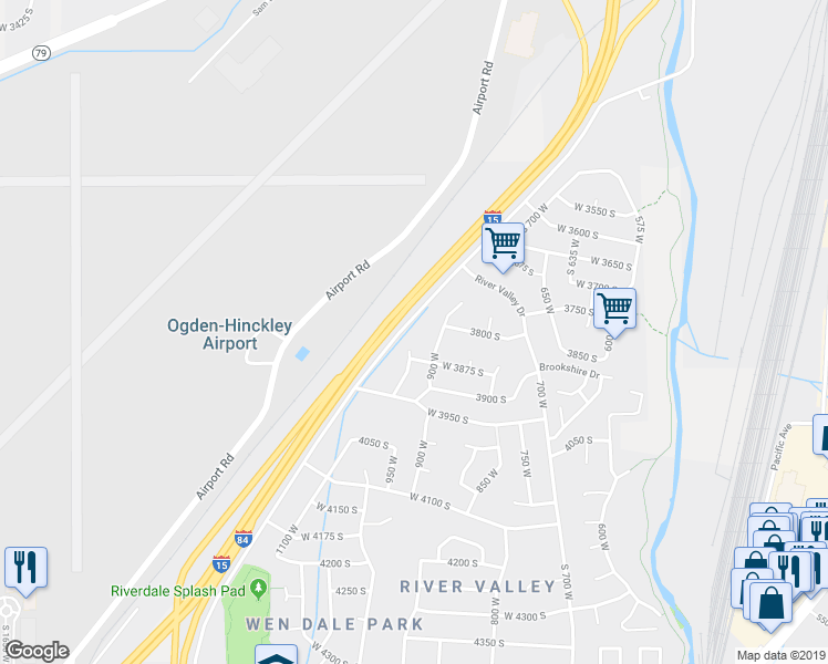 map of restaurants, bars, coffee shops, grocery stores, and more near 3832 1250 West in Riverdale