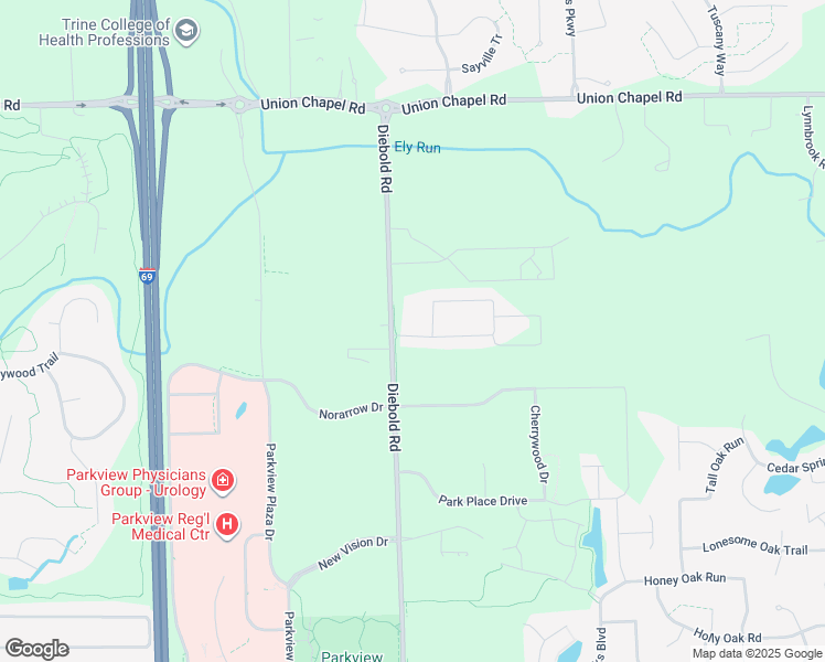 map of restaurants, bars, coffee shops, grocery stores, and more near 4048 Frost Grass Drive in Fort Wayne