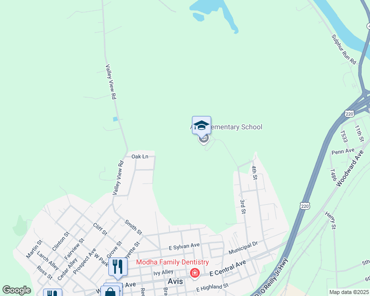 map of restaurants, bars, coffee shops, grocery stores, and more near 1088 3rd Street in Lock Haven