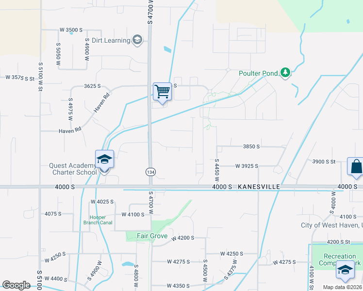 map of restaurants, bars, coffee shops, grocery stores, and more near 4586 West 3850 South in West Haven