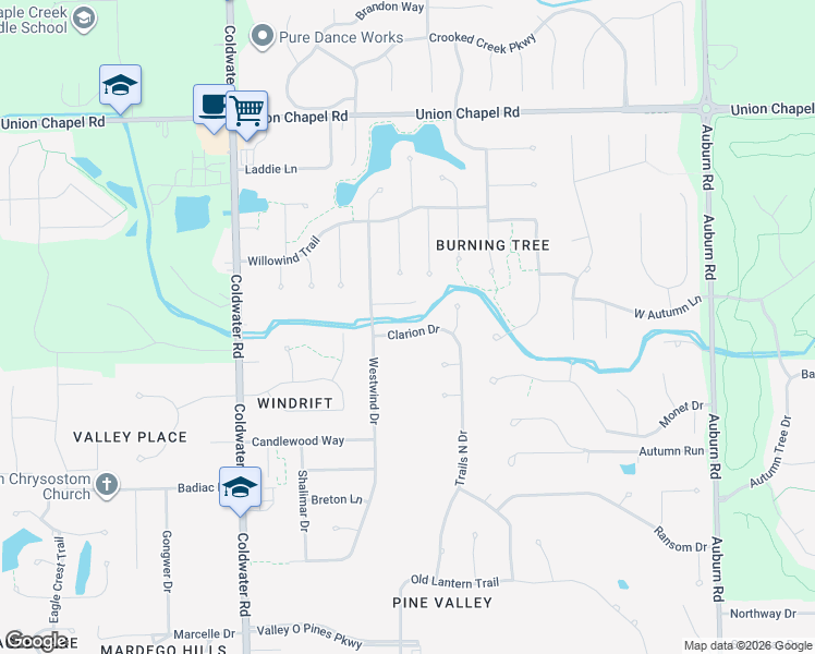 map of restaurants, bars, coffee shops, grocery stores, and more near 1210 Clarion Dr in Fort Wayne