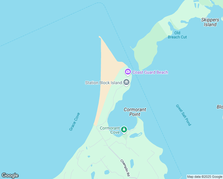 map of restaurants, bars, coffee shops, grocery stores, and more near 1152 Champlin Road in New Shoreham