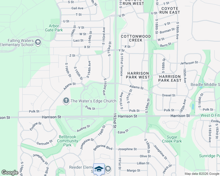 map of restaurants, bars, coffee shops, grocery stores, and more near 6425 South 193rd Avenue in Omaha