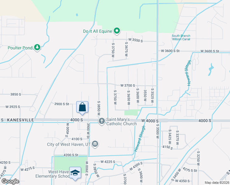 map of restaurants, bars, coffee shops, grocery stores, and more near 3791 South 3750 West in West Haven