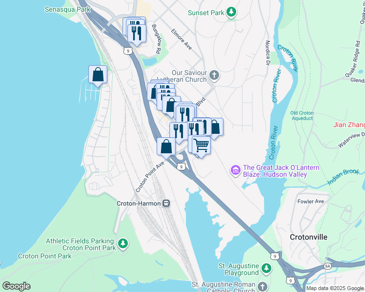 map of restaurants, bars, coffee shops, grocery stores, and more near 420 South Riverside Avenue in Croton-on-Hudson