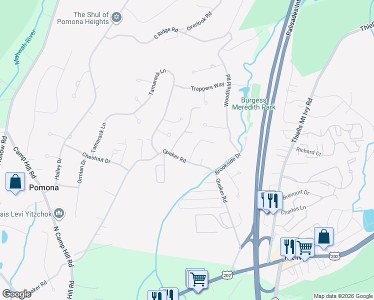 map of restaurants, bars, coffee shops, grocery stores, and more near 237 Quaker Road in Pomona