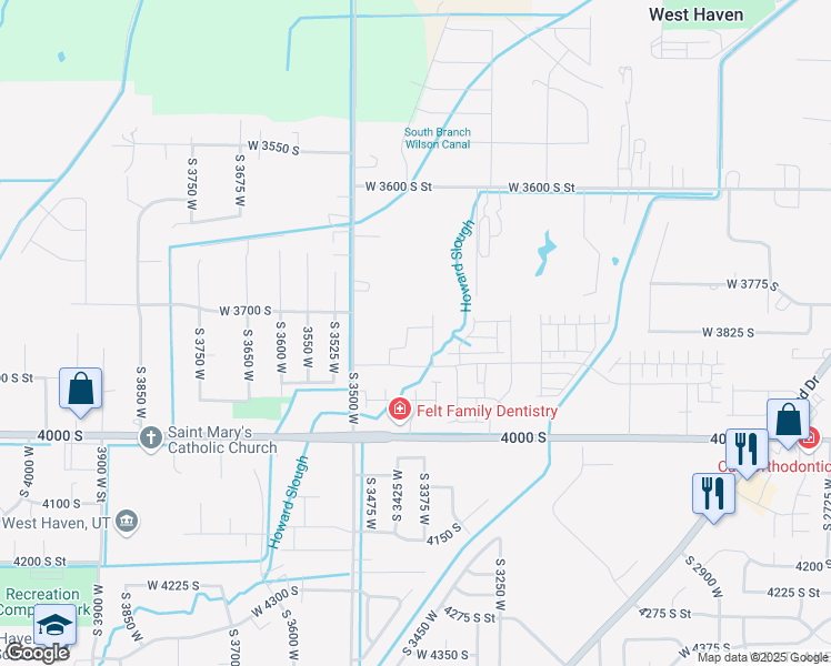 map of restaurants, bars, coffee shops, grocery stores, and more near 1777 3725 South in West Haven