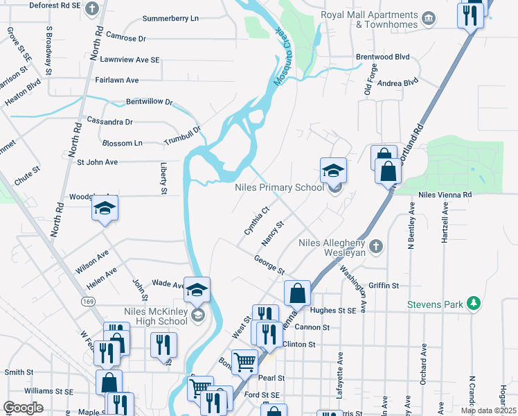 map of restaurants, bars, coffee shops, grocery stores, and more near 876 Cynthia Court in Niles
