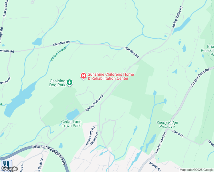 map of restaurants, bars, coffee shops, grocery stores, and more near 29 Spring Valley Road in Ossining