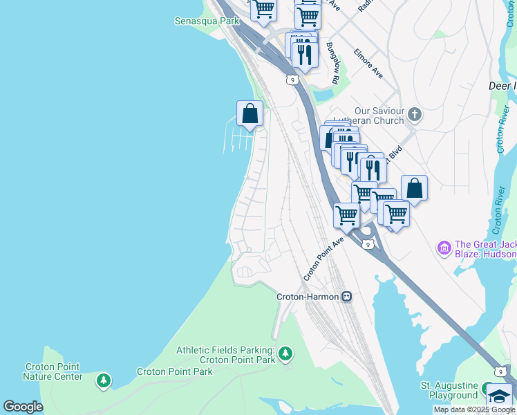 map of restaurants, bars, coffee shops, grocery stores, and more near 618 Half Moon Bay Drive in Croton-on-Hudson