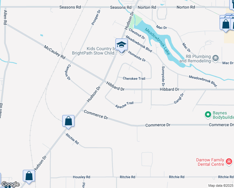 map of restaurants, bars, coffee shops, grocery stores, and more near 4793 Algonquin Trail in Stow