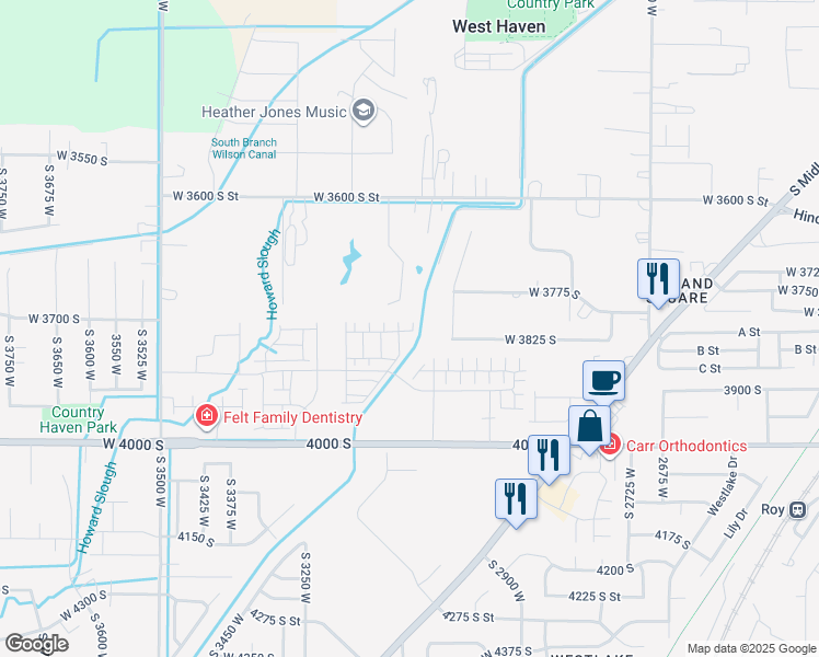 map of restaurants, bars, coffee shops, grocery stores, and more near 3110 South 3150 West in West Haven