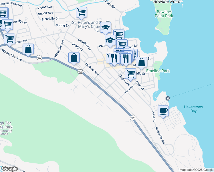 map of restaurants, bars, coffee shops, grocery stores, and more near 42 Fairmount Avenue in Haverstraw