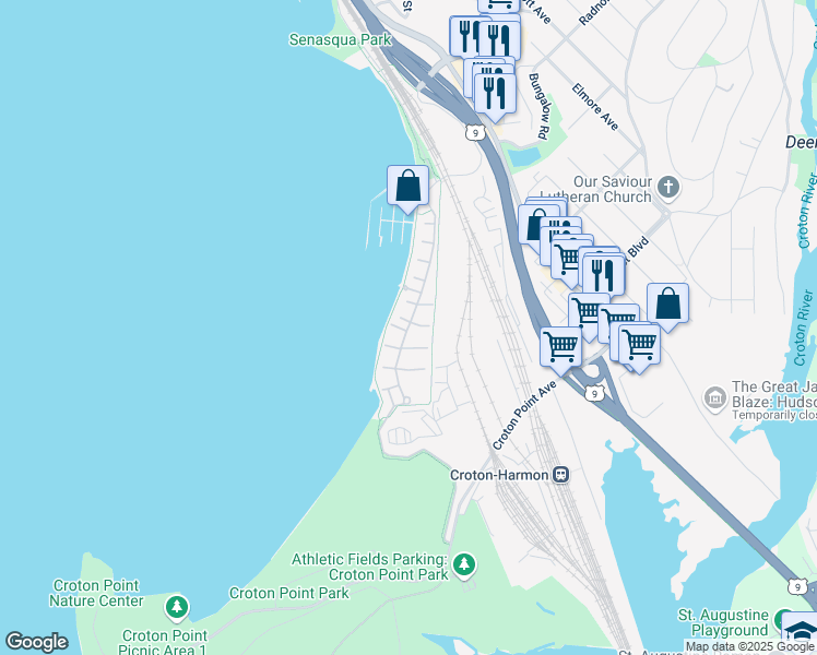 map of restaurants, bars, coffee shops, grocery stores, and more near 516 Half Moon Bay Drive in Croton-on-Hudson