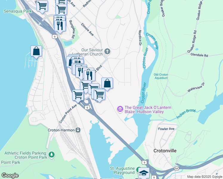 map of restaurants, bars, coffee shops, grocery stores, and more near 17 Hastings Avenue in Croton-on-Hudson