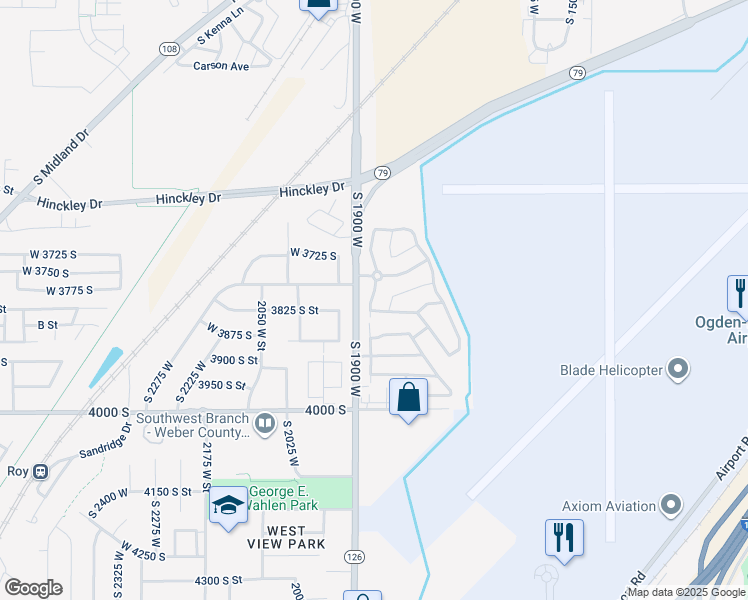 map of restaurants, bars, coffee shops, grocery stores, and more near 3800 South 1900 West in Roy
