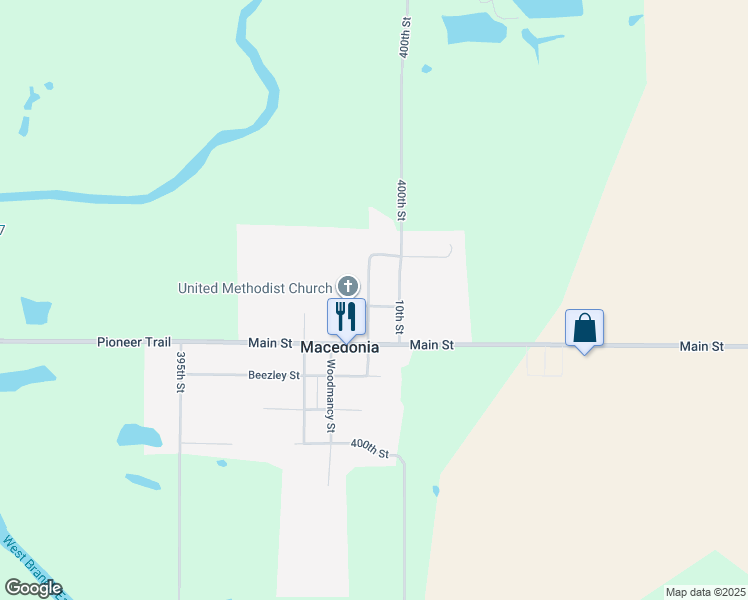 map of restaurants, bars, coffee shops, grocery stores, and more near 206 Evans Street in Macedonia