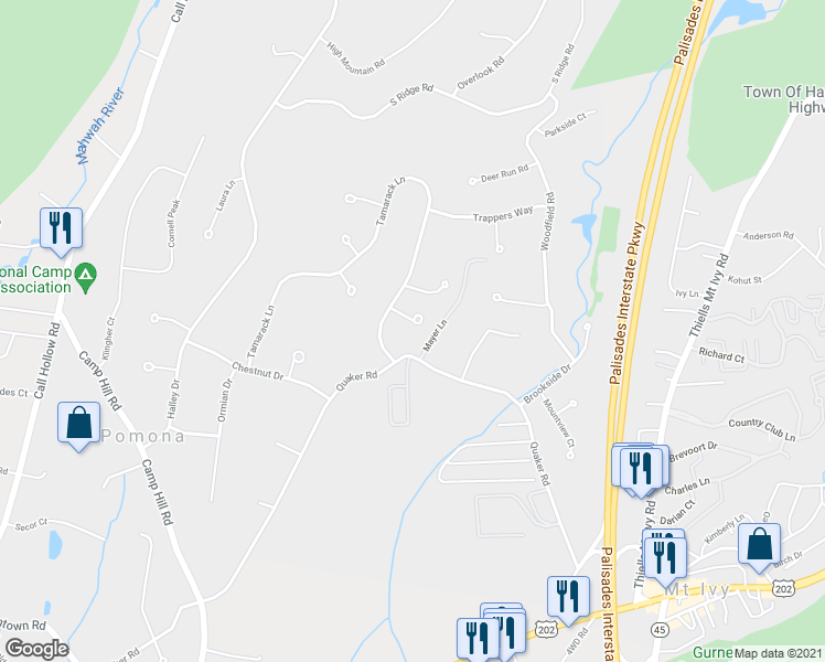 map of restaurants, bars, coffee shops, grocery stores, and more near 5 Hollow Tree Court in Pomona