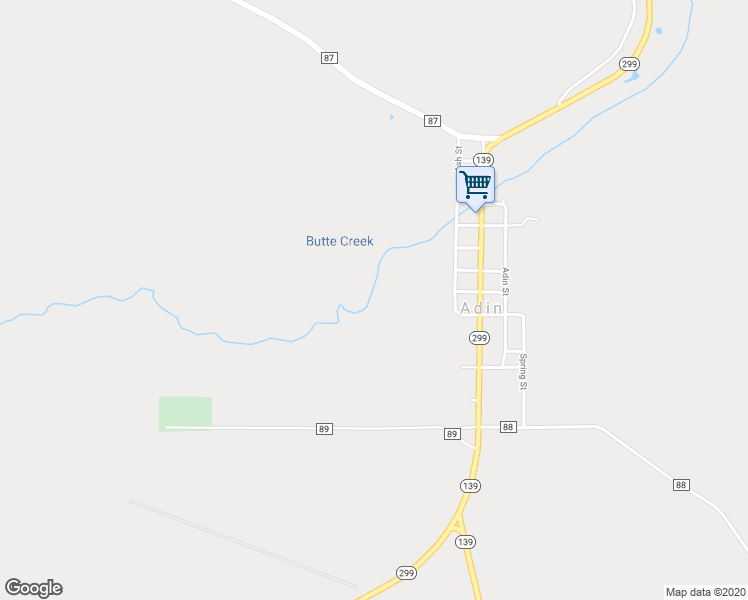 map of restaurants, bars, coffee shops, grocery stores, and more near 4866B California 299 in Adin