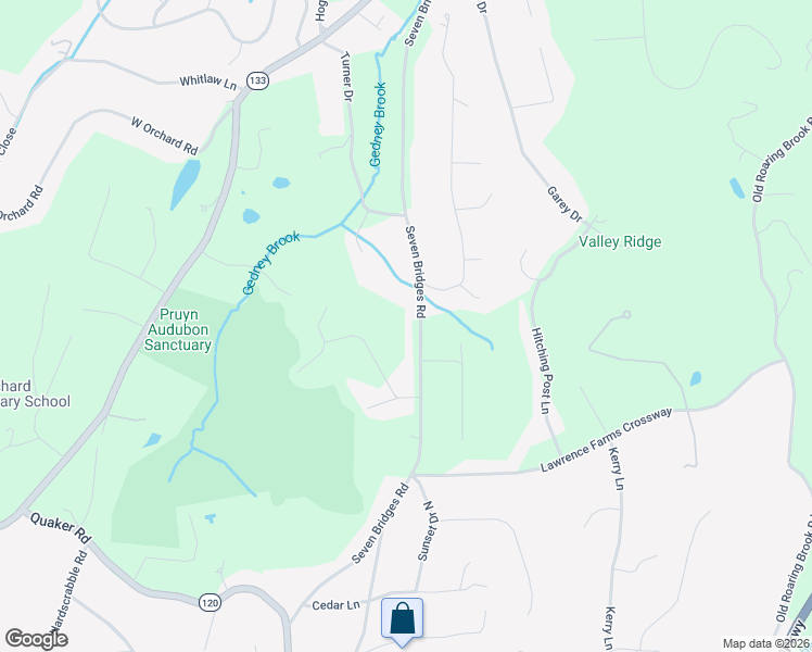 map of restaurants, bars, coffee shops, grocery stores, and more near 86 Seven Bridges Road in Chappaqua