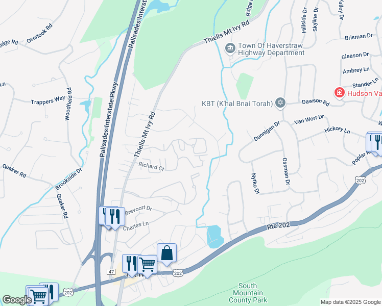 map of restaurants, bars, coffee shops, grocery stores, and more near 77 Buckingham Court in Pomona