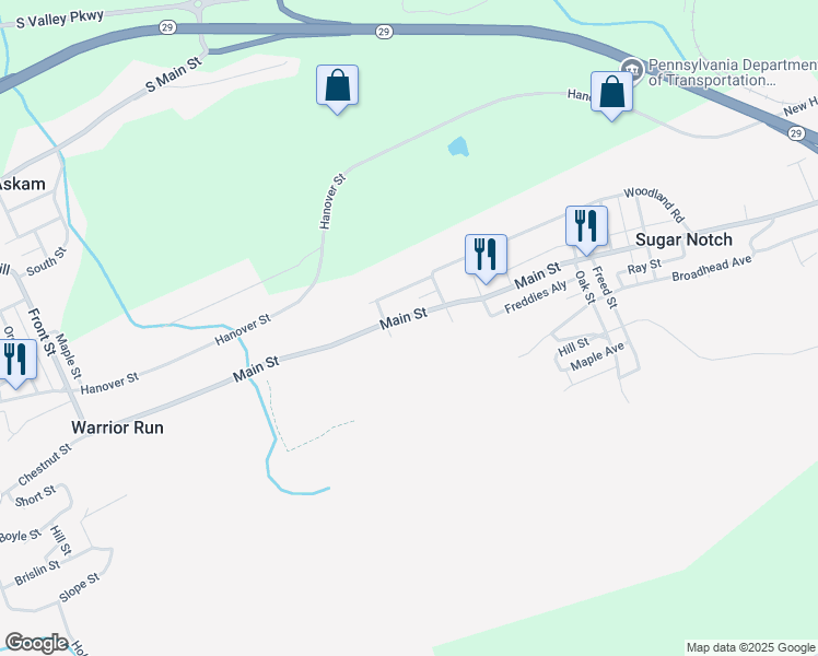 map of restaurants, bars, coffee shops, grocery stores, and more near 868 Main St in Sugar Notch