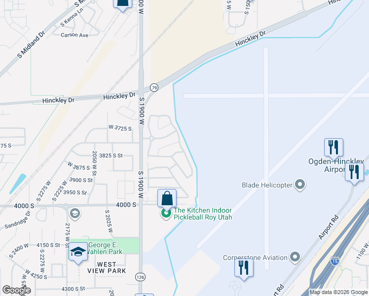 map of restaurants, bars, coffee shops, grocery stores, and more near 3800 South 1900 West in Roy