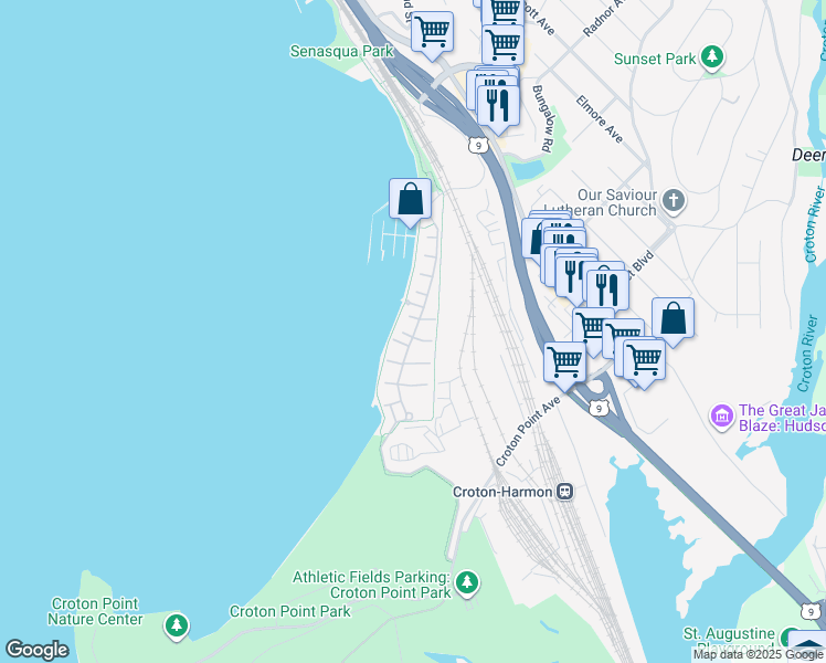 map of restaurants, bars, coffee shops, grocery stores, and more near 618 Half Moon Bay Drive in Croton-on-Hudson