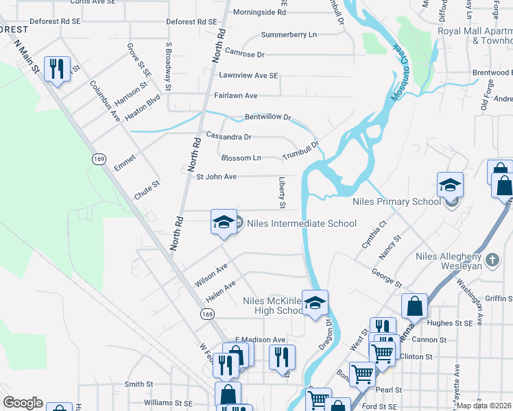 map of restaurants, bars, coffee shops, grocery stores, and more near 163 Woodglen Avenue in Niles