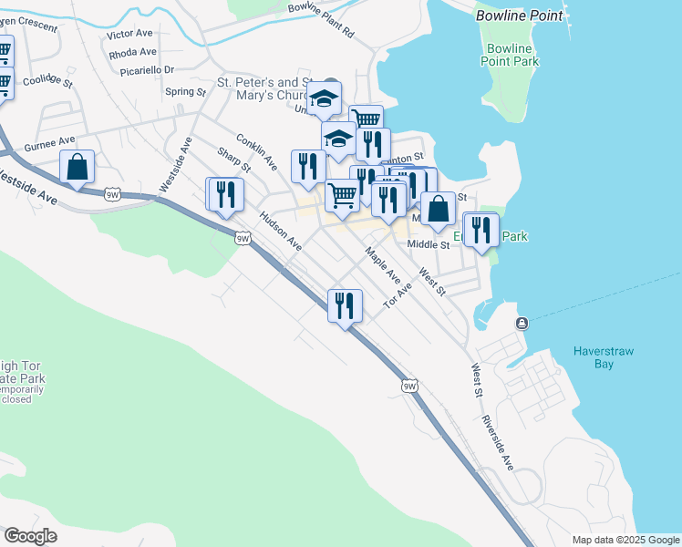map of restaurants, bars, coffee shops, grocery stores, and more near 42 Fairmount Avenue in Haverstraw