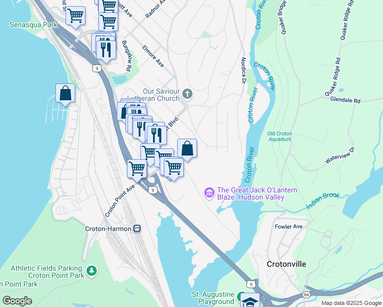 map of restaurants, bars, coffee shops, grocery stores, and more near 17 Hastings Avenue in Croton-on-Hudson