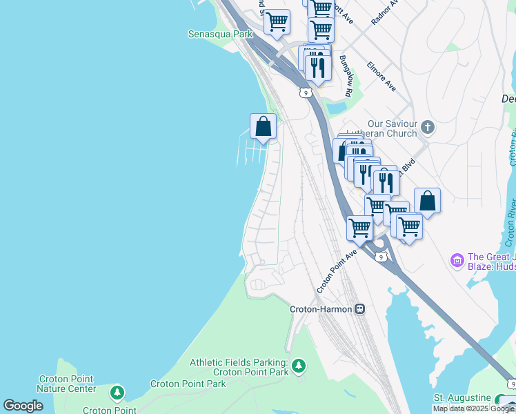 map of restaurants, bars, coffee shops, grocery stores, and more near 618 Half Moon Bay Drive in Croton-on-Hudson