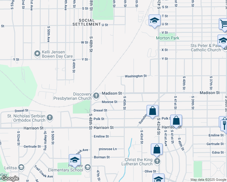 map of restaurants, bars, coffee shops, grocery stores, and more near 4522 Madison Street in Omaha