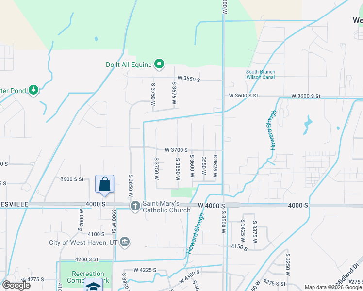 map of restaurants, bars, coffee shops, grocery stores, and more near 3698 South 3650 West in West Haven