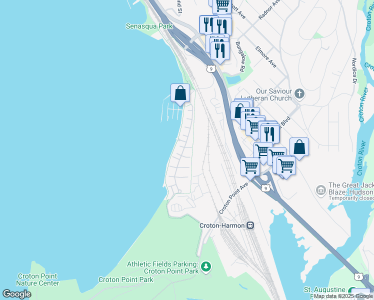 map of restaurants, bars, coffee shops, grocery stores, and more near 2000 Half Moon Bay Drive in Croton-on-Hudson