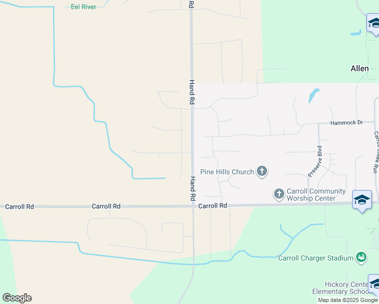map of restaurants, bars, coffee shops, grocery stores, and more near 11921 Hand Road in Fort Wayne