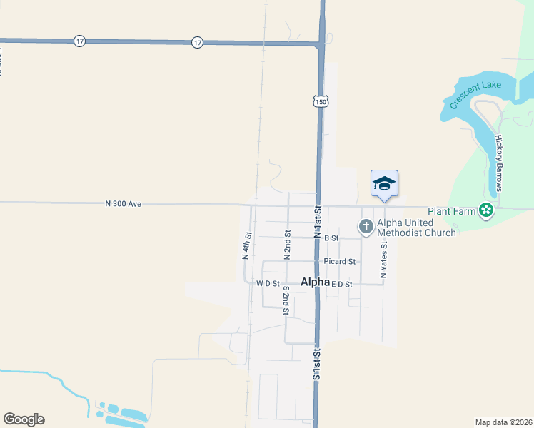 map of restaurants, bars, coffee shops, grocery stores, and more near 210 W A St in Alpha