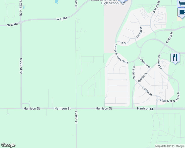 map of restaurants, bars, coffee shops, grocery stores, and more near 5909 South 216th Street in Elkhorn
