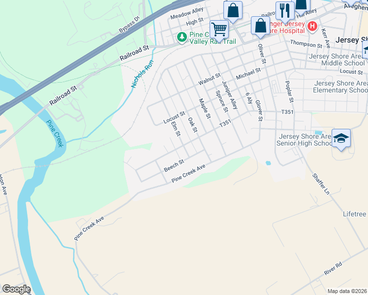 map of restaurants, bars, coffee shops, grocery stores, and more near 1801 Cemetery Street in Jersey Shore