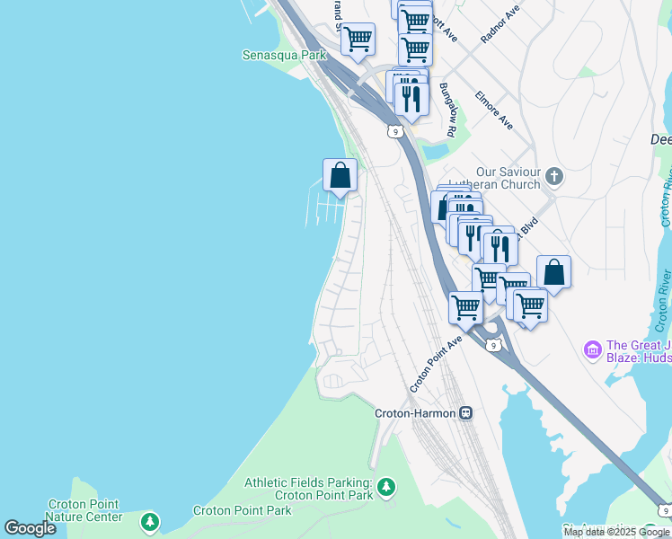 map of restaurants, bars, coffee shops, grocery stores, and more near 502 Half Moon Bay Drive in Croton-on-Hudson