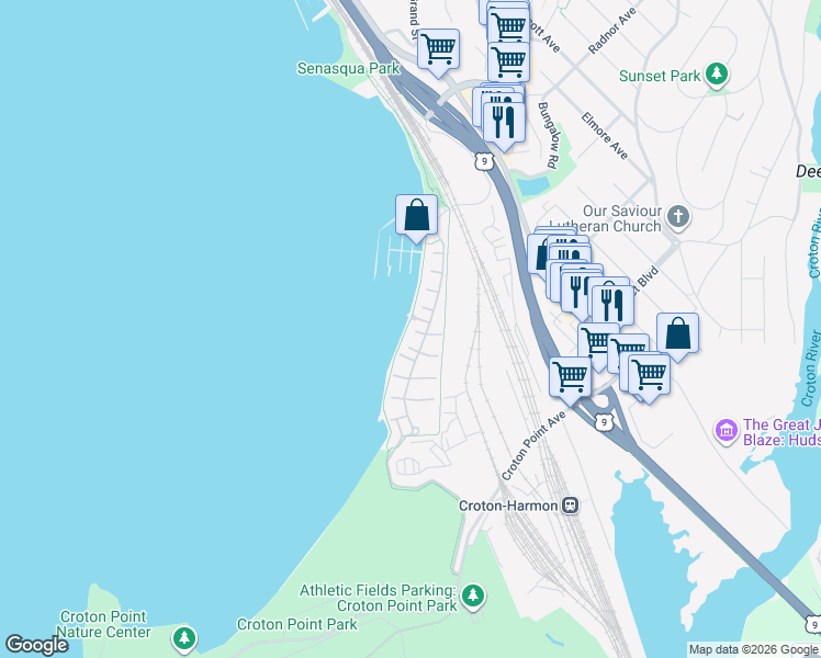 map of restaurants, bars, coffee shops, grocery stores, and more near 515 Half Moon Bay Drive in Croton-on-Hudson