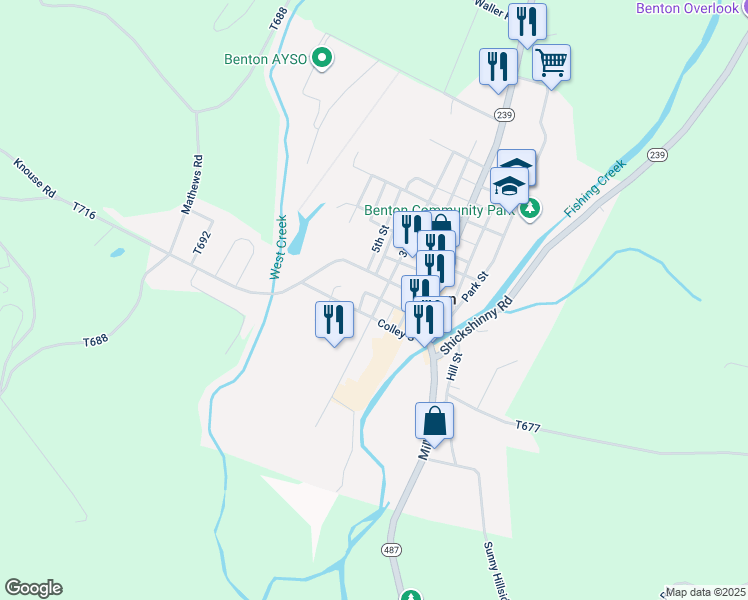 map of restaurants, bars, coffee shops, grocery stores, and more near 40 3rd Street in Benton